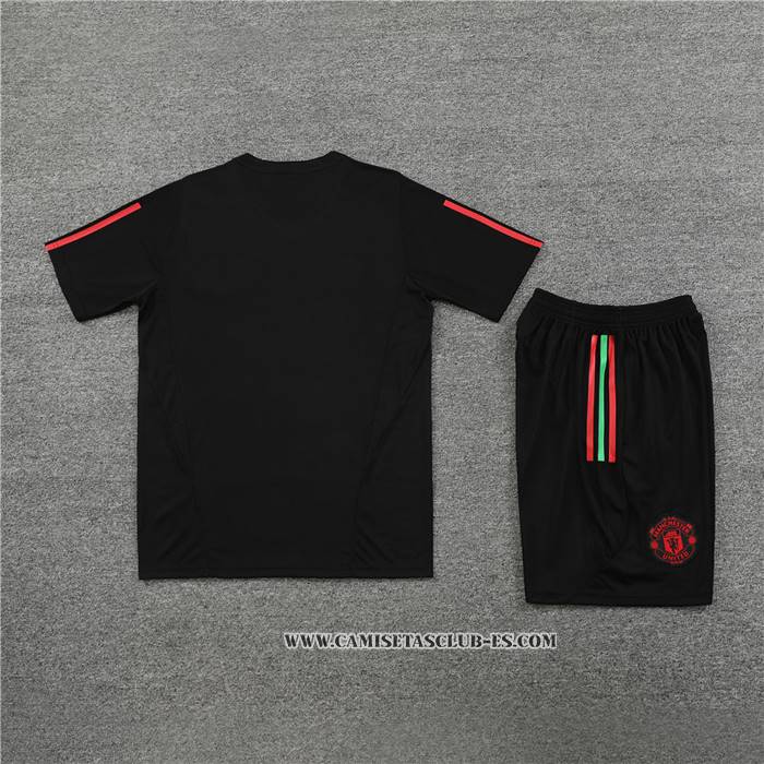 Chandal del Manchester United 23-24 Manga Corta Negro - Pantalon Corto